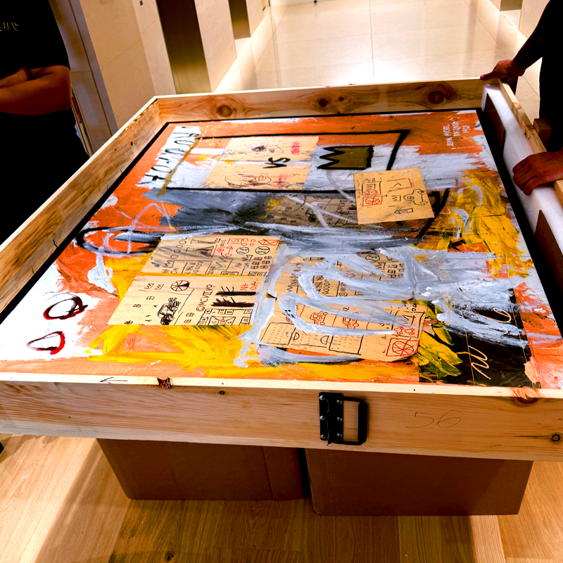 Custom wooden packing crate protecting a fine artwork